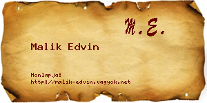 Malik Edvin névjegykártya